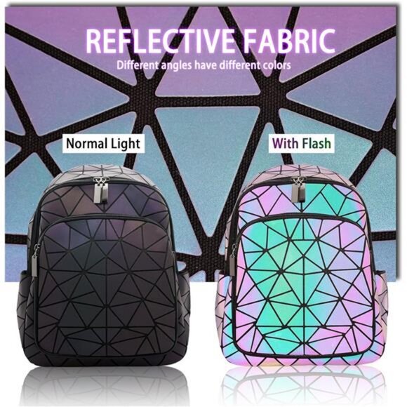 Geometric Women\'s Backpack Geometries Glow Large Purse Backpack Geometrical